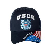 Artisan Owl Officially Licensed USCG Emblem Flag on Bill Embroidered Baseball Cap Blue