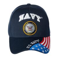 Artisan Owl Officially Licensed US Navy Emblem with Flag on Bill Embroidered Baseball Cap