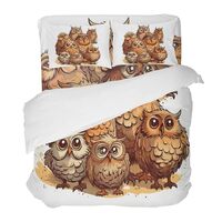 4 Piece Bedding Sets Animal Owl Duvet Cover Set Cute Owl Comforter Cover Set Including 1 Quilt Cover