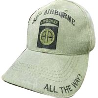 Artisan Owl Officially Licensed 82nd Airborne All The Way on Bill Embroidered Baseball Cap Green