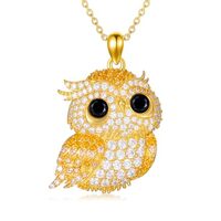 S925 Sterling Silver Owl Pendant 7A Cubic Zirconia Owl Necklaces for Women