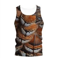 Owl Feather Skin Tank Top Realistic 3D Bird Lovers Funny Graphic for Streetwear, XL