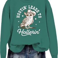 Hootin' Leads To Hollerin' Western Owl Sweatshirt, Hootin' Leads To Hollerin' Cr