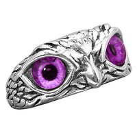 jojnsha Fashion Owl Eye Owl Multicolor Eyes Silver Color Men Women Engagement Wedding Rings Jewelry 