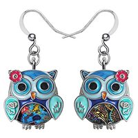 Enamel Alloy Anime Flower Owl Earrings Dangle Cute Bird Jewelry Animal Charms Owl Gifts for Women Bi