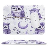 Purple Owls and Moon Mouse Pad with Non-Slip Rubber Base Custom Mouse Mat Washable Gaming Mouse Pads