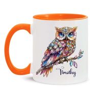 Personalized Owl Animal Coffee Mug, Custom Owl Ceramic Cup With Name, Customized Owl Accent Mug 11oz