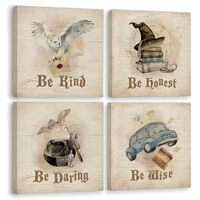 BIWSHA Vintage Retro Wall Art, Owl Magic Book Stick Art Set of 3, Magic Themed for Girls' Room,