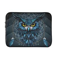 FENOCHE Blue Owl Portrait Dreamcatcher Waterproof Laptop Sleeve 13-14 Inch Shockproof Laptop Case Ba