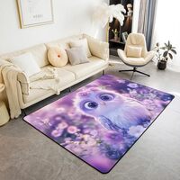 Erosebridal Cute Owl Area Rug 5x7, Safari Animals Florals Rectangular Carpet for Bedroom Living Room