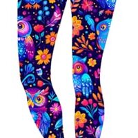 Sister Amy Women's High Waist Pattern Printed Elastic Footless Tights Leggings F-Owls-1 XX-Larg