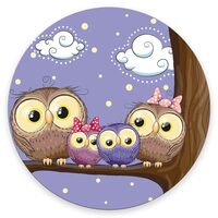 Mouse Pad, Cute Mousepad with Design, Round Owls Family Mat, Small Non-Slip Rubber Gaming Pads, Offi