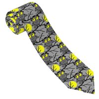 Buewutiry Ties for Men - Comfort Moon Owl - Gray Men's Neckties for Business Wedding Birthday F