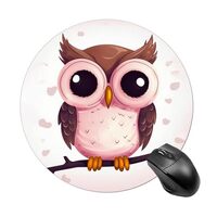 Cute Owl Mousepad Round Computer Mousepad Waterproof Gaming Mousepads with Non-Slip Rubber Base Wash