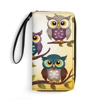 LKHDS Small Leather Bag with Wristlet Owls Birds Printed Genuine Leather Wallet for Men And Women Ex