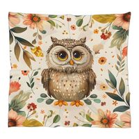 CNNINGYI Autumn Owl Satin Head Scarf for Women, Silk Scarf 23.6"x23.6" Square Scarf for Wo