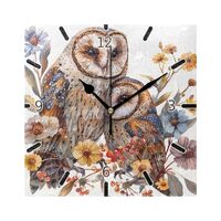 CZXW Cute Barn Owls Wall Clock Square Vintage Silent Non Ticking Battery Operated Accurate Retro Dec