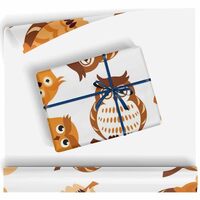 Halloween Wrapping Paper Roll Gift Wrapping Paper Brown Owls Pattern Designs Folded Flat Perfect for