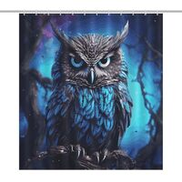 BFGWK Shower Curtain Waterproof Blue Owl Printing Shower Curtains Bathroom Decor Bath Curtain Curtai