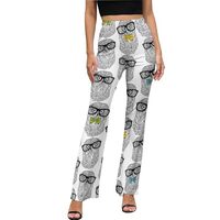 Flare Leggings for Women, Nerdy Owl Bootcut Yoga Pants with Tummy Control, Wide Leg Bell Bottom Blac