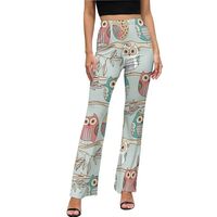Flare Leggings for Women, Cute Owl Bootcut Yoga Pants with Tummy Control, Wide Leg Bell Bottom Black
