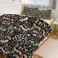 FBMLBRB 3 Pcs Rustic Forest Cabin Twin Size Duvet Cover Set,Lodge Woodland Wild Animals Owl Rabbit F
