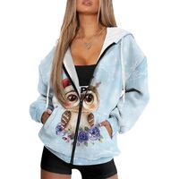 Xsehusvy Owl Zip Up Sweatshirt for Womens Casual Oversized Sweatshirts Cute Hoodies Long Sleeve Y2K 