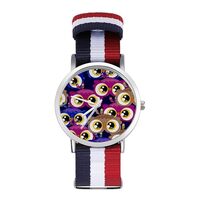 Big Eyes Owl Pattern Nylon Watch Adjustable Wrist Watch Band Without Scale Braided Strap with Printe