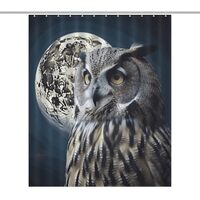 BFGWK Shower Curtain Waterproof Owl and Moon Printing Shower Curtains Bathroom Decor Bath Curtain Cu