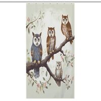 Shower Curtain Waterproof Owls on A Branch Printing Shower Curtains Bathroom Decor Bath Curtain Curt