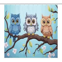 Shower Curtain Waterproof Owls on A Branch Printing Shower Curtains Bathroom Decor Bath Curtain Curt