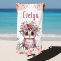 Owl Bath Towel | Personalized Towel Gifts 31.5"x51" | Custom Name Towels for Boys Girls | 