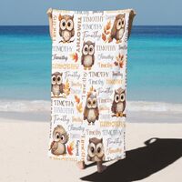 Owl Bath Towel | Personalized Towel Gifts 31.5"x51" | Custom Name Towels for Boys Girls | 