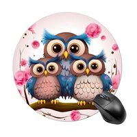 Round Mouse Pad Cute Owls Mouse Pad for Office Premium-Textured Mouse Mat Washable Mousepads Non-Sli