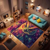 Kroveiu Owl Print Rug, Unique and Funny owl Rug, Flannel Non-Slip Kitchen Rug, Living Room Decorativ