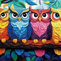 BUHAH Colorful Owl Puzzles for Adults 1000 Pieces 3D Paper Art Bird Jigsaw Puzzles Plant Pretty Aest