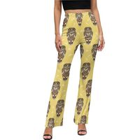 Indian Style Owl Flare Leggings for Women - High Waist Bell Bottoms, Flare Yoga Pants for Women Blac