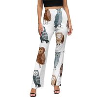 Ugly Dorky Owl Flare Leggings for Women - High Waist Bell Bottoms, Flare Yoga Pants for Women Black