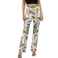 Feathered Owl Print Flare Leggings for Women - High Waist Bell Bottoms, Flare Yoga Pants for Women B