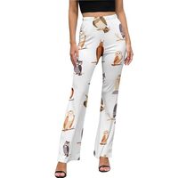 Cute Crooked Head Owl Flare Leggings for Women - High Waist Bell Bottoms, Flare Yoga Pants for Women