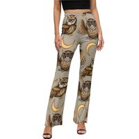 Moon Stars Owls Flare Leggings for Women - High Waist Bell Bottoms, Flare Yoga Pants for Women Black