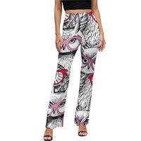 Glasses Owl Flare Leggings for Women - High Waist Bell Bottoms, Flare Yoga Pants for Women Black
