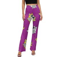 Quirky Owl Purple Flare Leggings for Women - High Waist Bell Bottoms, Flare Yoga Pants for Women