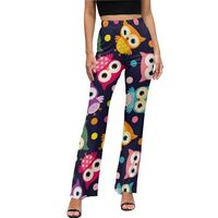 Cartoon Cute Colorful Owls Flare Leggings for Women - High Waist Bell Bottoms, Flare Yoga Pants for 