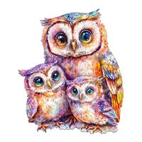 KAAYEE Wooden Jigsaw Puzzles-Wooden Puzzle Adult Unique Shape Advanced Sweet Owl Family Wood Puzzle 