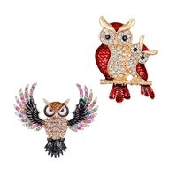 NOIAFZY 2Pcs Fashionable Owl Brooch Owl Rhinestones Animal Bird Shaped Brooch for Fashion Accessorie