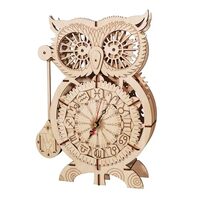 Music Park 3D Wooden Puzzles for Adults Owl Clock Mechanical Model Kits to Build Handmade Craft Uniq