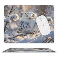 Gaming Mouse Pad,Winter White Owl Printed Cute Mousepad,Waterproof Mouse Mat,Mouse Pad Suitable for 