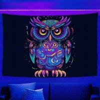 MZERSE Blacklight Tapestry, UV Reactive Compatible with Colorful Owl Head Tapestries, Glow In The Da