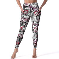 High Waisted Leggings for Women, Glasses Owl Soft Yoga Pants Workout Leggings with Pockets Black